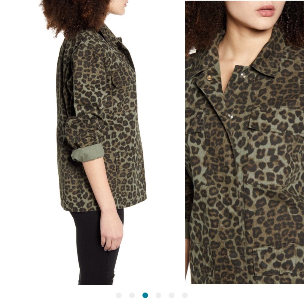 NWT Good American Printed Snap Front Jacket Woman's 0 Color Sage - Picture 5 of 6